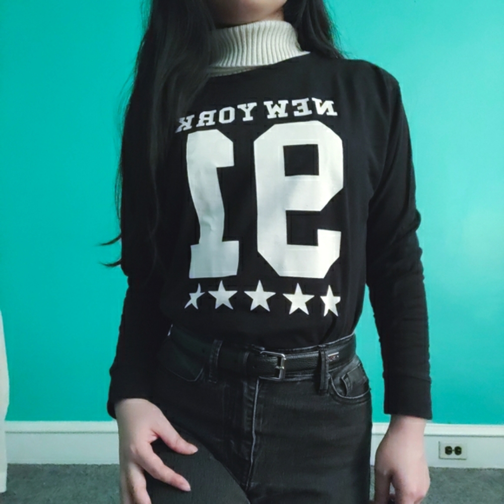 H&M Divided 100% Cotton New York 91 Stars Black Graphic Sweatshirt